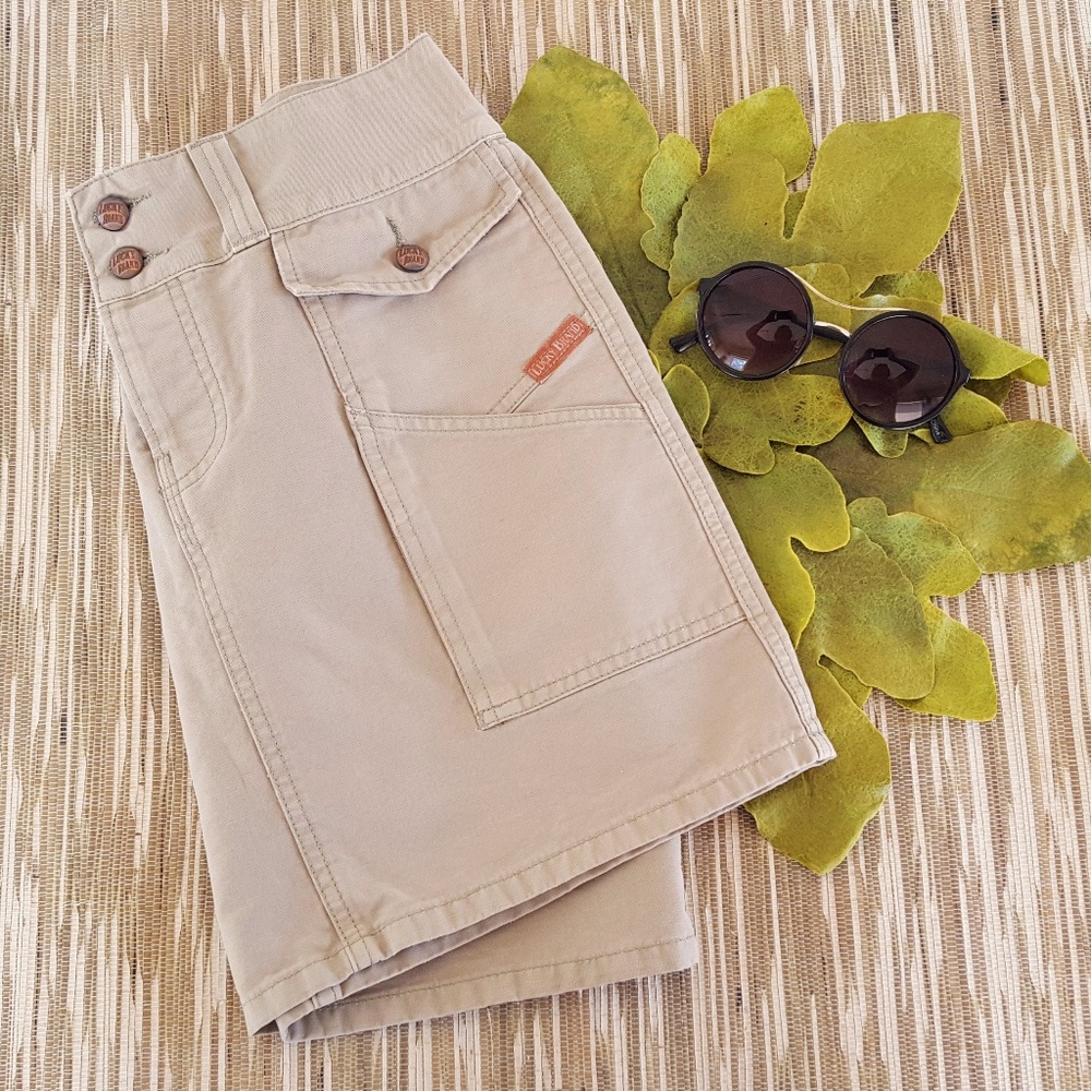 90s Vintage Lucky Brand Khaki Mini Skirt Utility